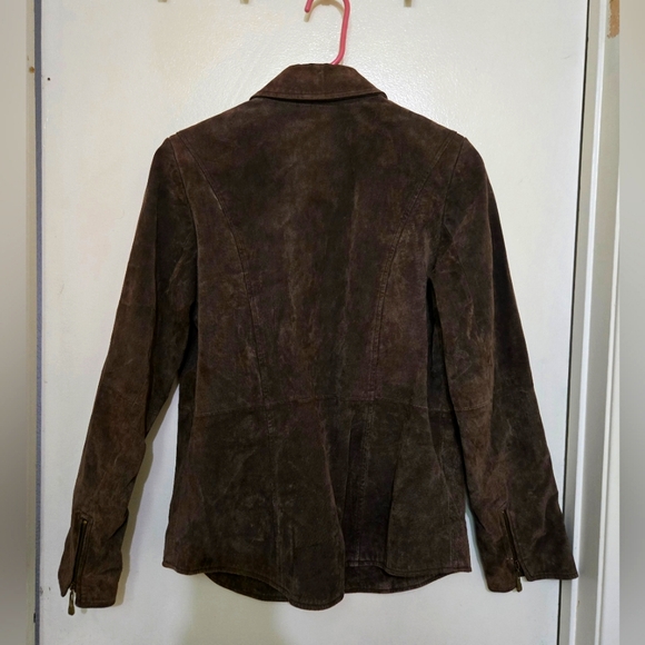 Ladies Brown Genuine Suede Leather Jacket Size S - Picture 2 of 3